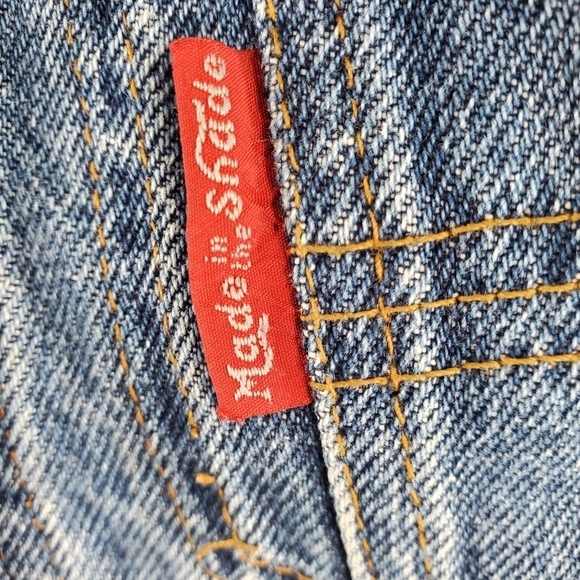 Vtg Y2K Vest M Western Grunge Boho Chic Rockabilly Cowgirl Blue Denim Barn Chore - Picture 8 of 11